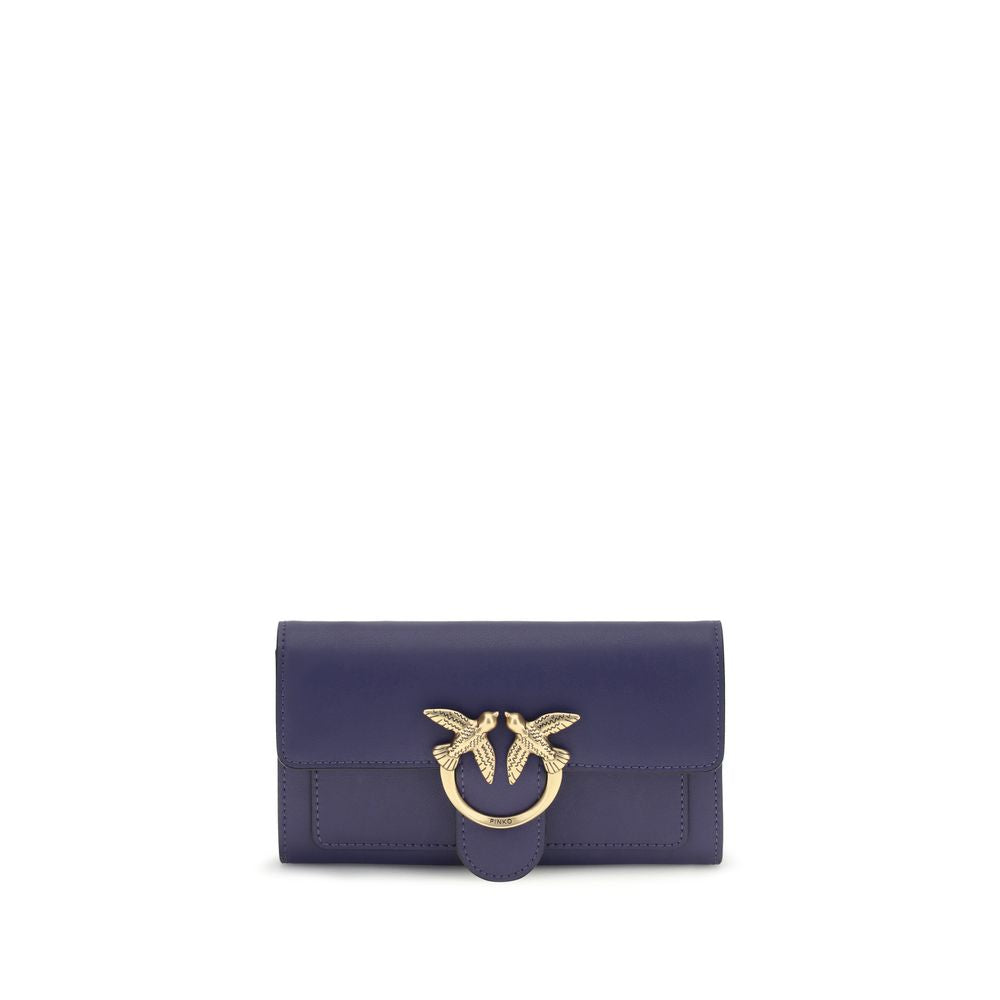 PINKO Blue Calf Leather Bos Taurus Wallet for Women