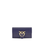 PINKO Blue Calf Leather Bos Taurus Wallet for Women