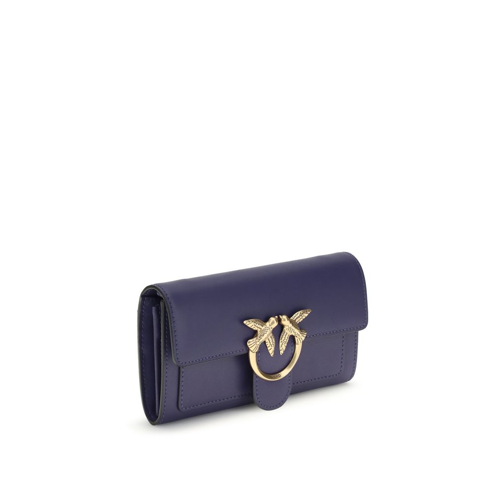 PINKO Blue Calf Leather Bos Taurus Wallet for Women