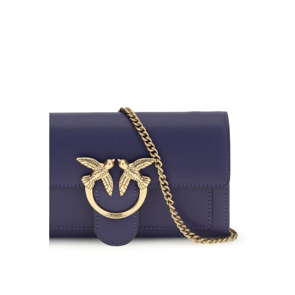 PINKO Blue Calf Leather Bos Taurus Wallet for Women
