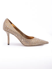 Jimmy Choo Light Bronze Crystal Love 85 Pumps - Zachava