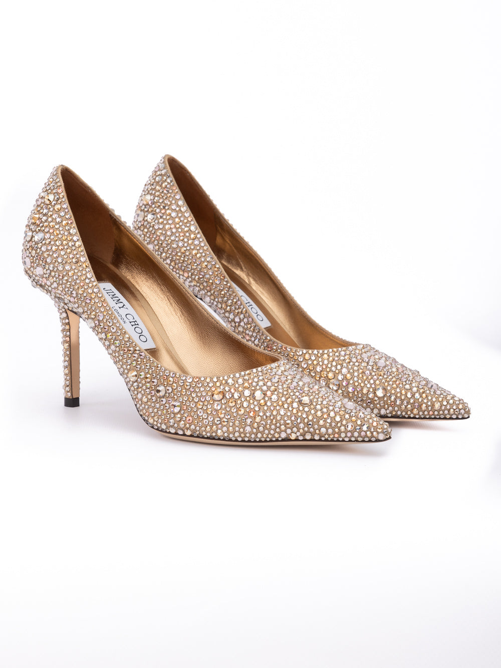Jimmy Choo Light Bronze Crystal Love 85 Pumps - Zachava