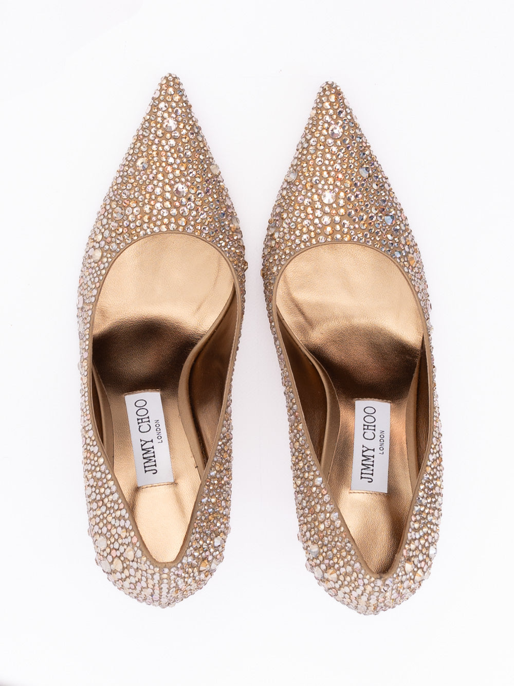 Jimmy Choo Light Bronze Crystal Love 85 Pumps - Zachava