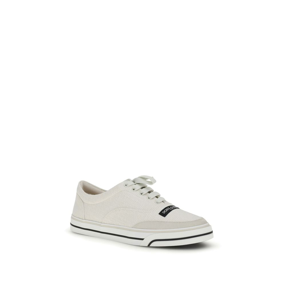 Dolce & Gabbana White Linen Low Top Sneakers - Zachava