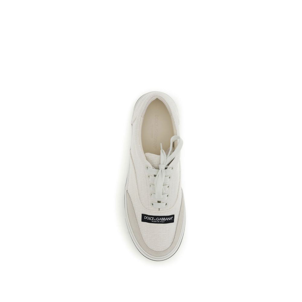 Dolce & Gabbana White Linen Low Top Sneakers - Zachava