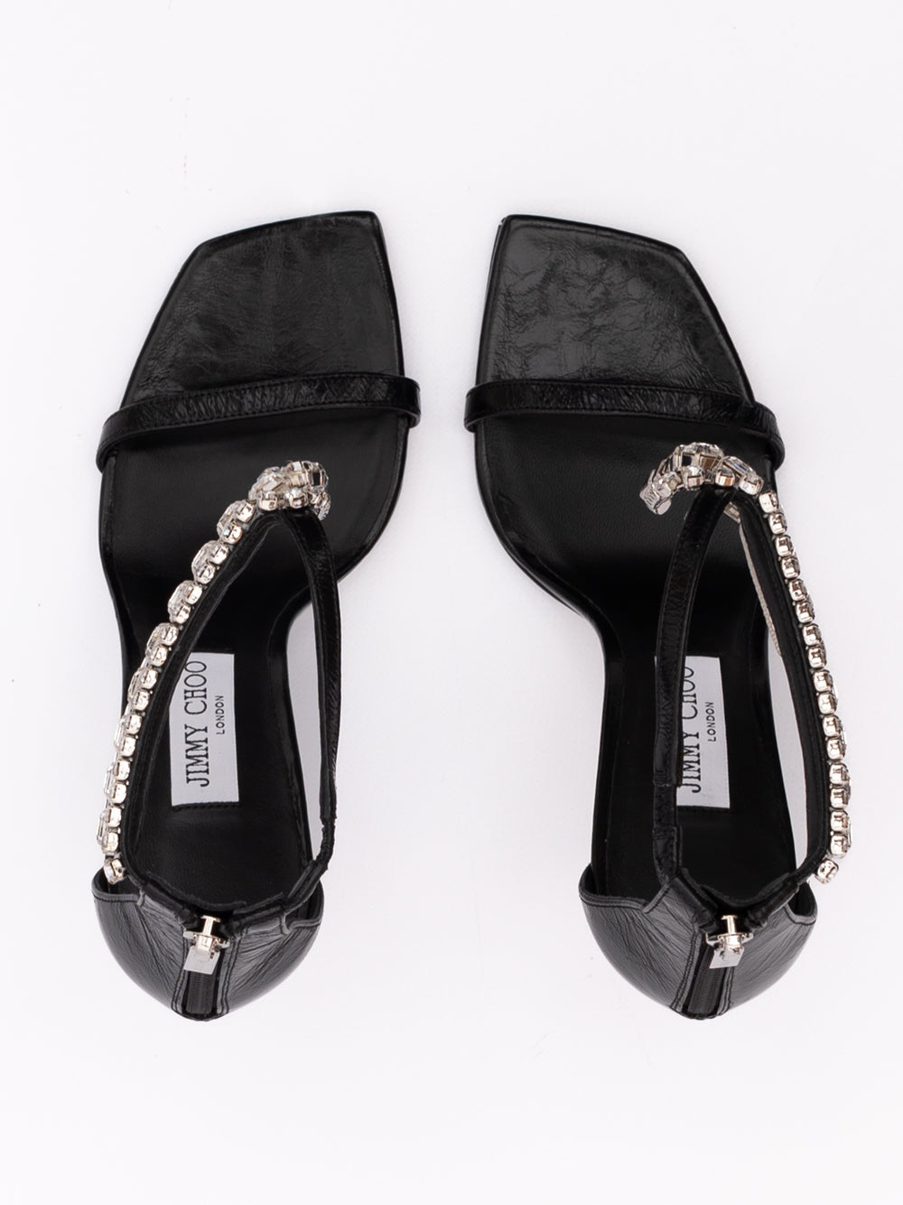 Jimmy Choo Black Leather Verity 100 Sandals - Zachava