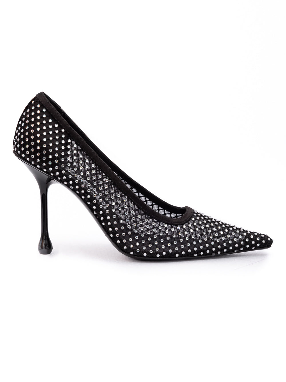 Jimmy Choo Black Mesh Satin Crystal Ixia 95 Pumps - Zachava