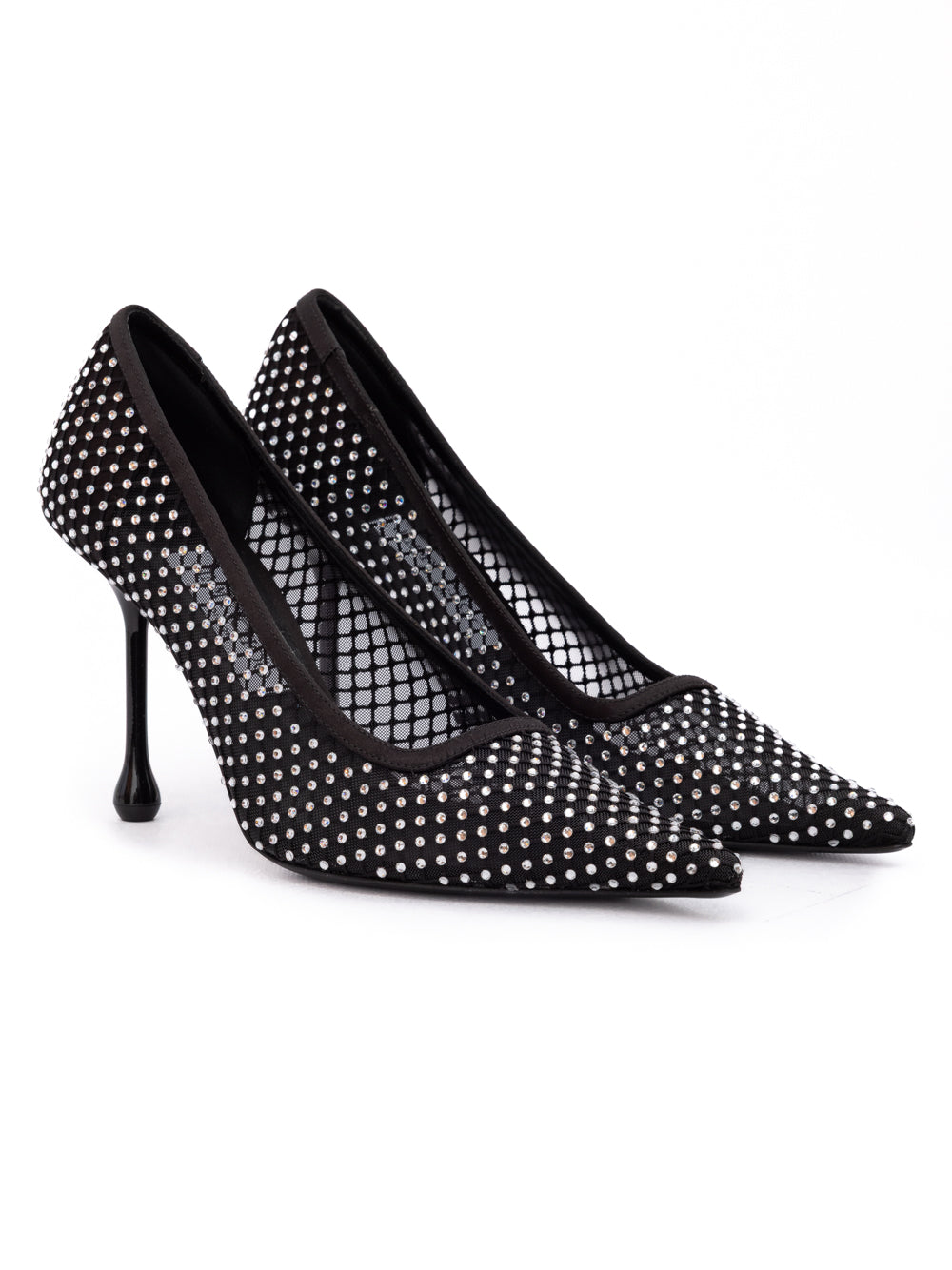 Jimmy Choo Black Mesh Satin Crystal Ixia 95 Pumps - Zachava