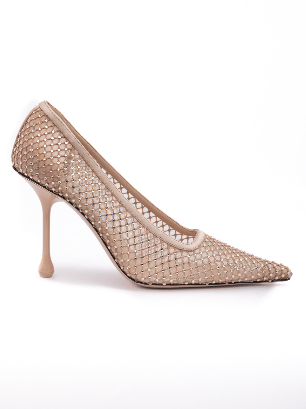Jimmy Choo Powder Pink Mesh Satin Crystal Ixia 95 Pumps - Zachava