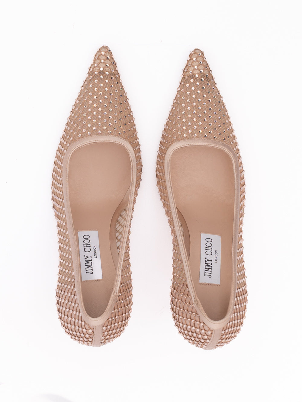 Jimmy Choo Powder Pink Mesh Satin Crystal Ixia 95 Pumps - Zachava