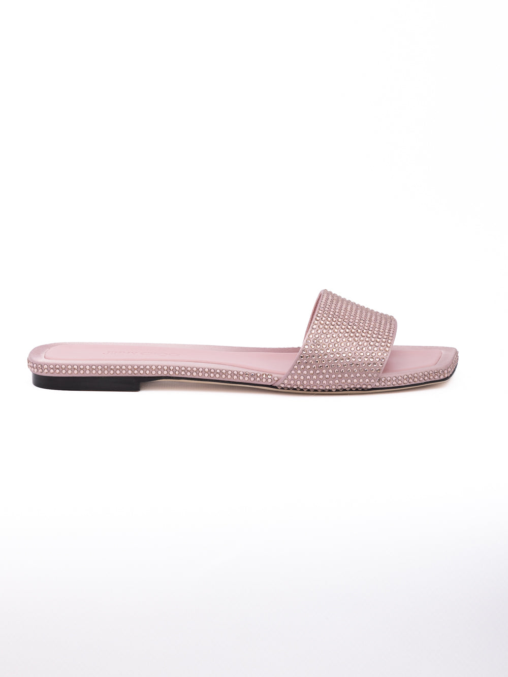 Jimmy Choo Pink Satin Crystal Clovis Flat - Zachava