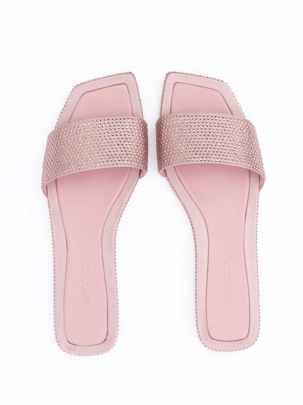 Jimmy Choo Pink Satin Crystal Clovis Flat - Zachava