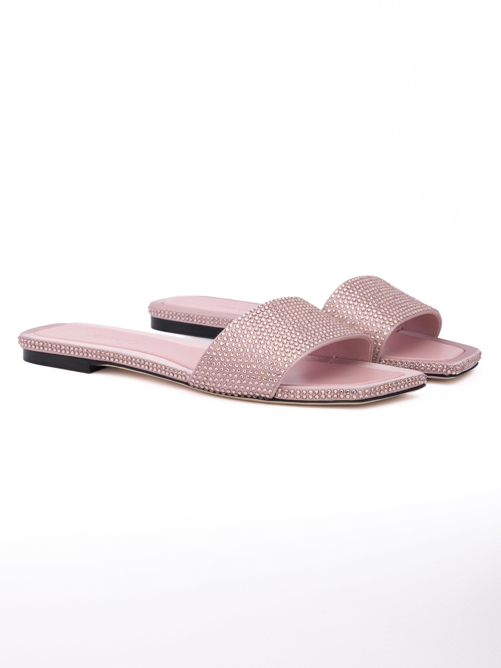 Jimmy Choo Pink Satin Crystal Clovis Flat - Zachava