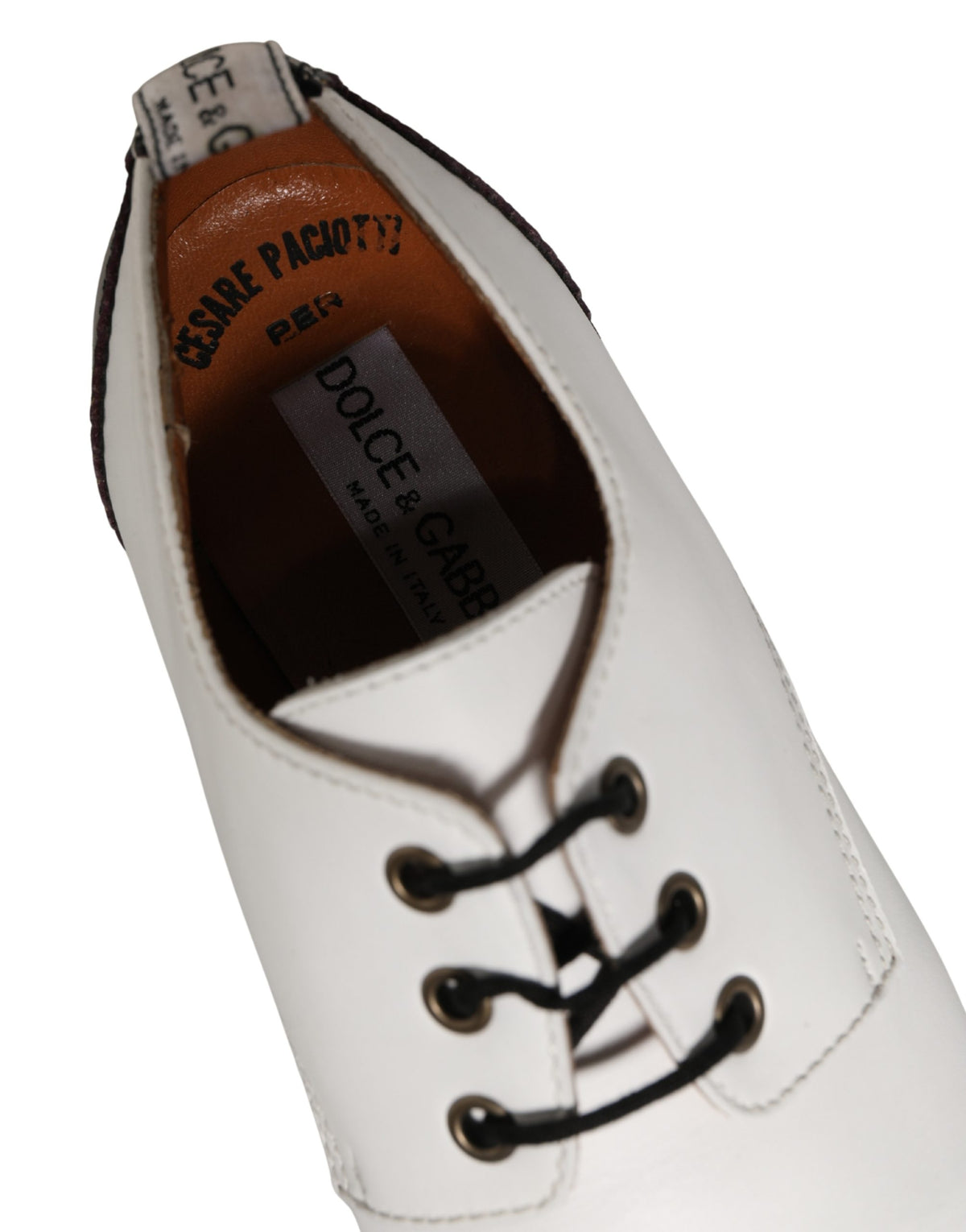 Dolce & Gabbana Black White Leather Derby Shoes