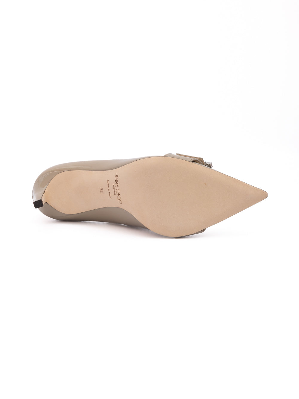 Jimmy Choo Taupe Grey Patent Leather Chery 85 Pumps - Zachava