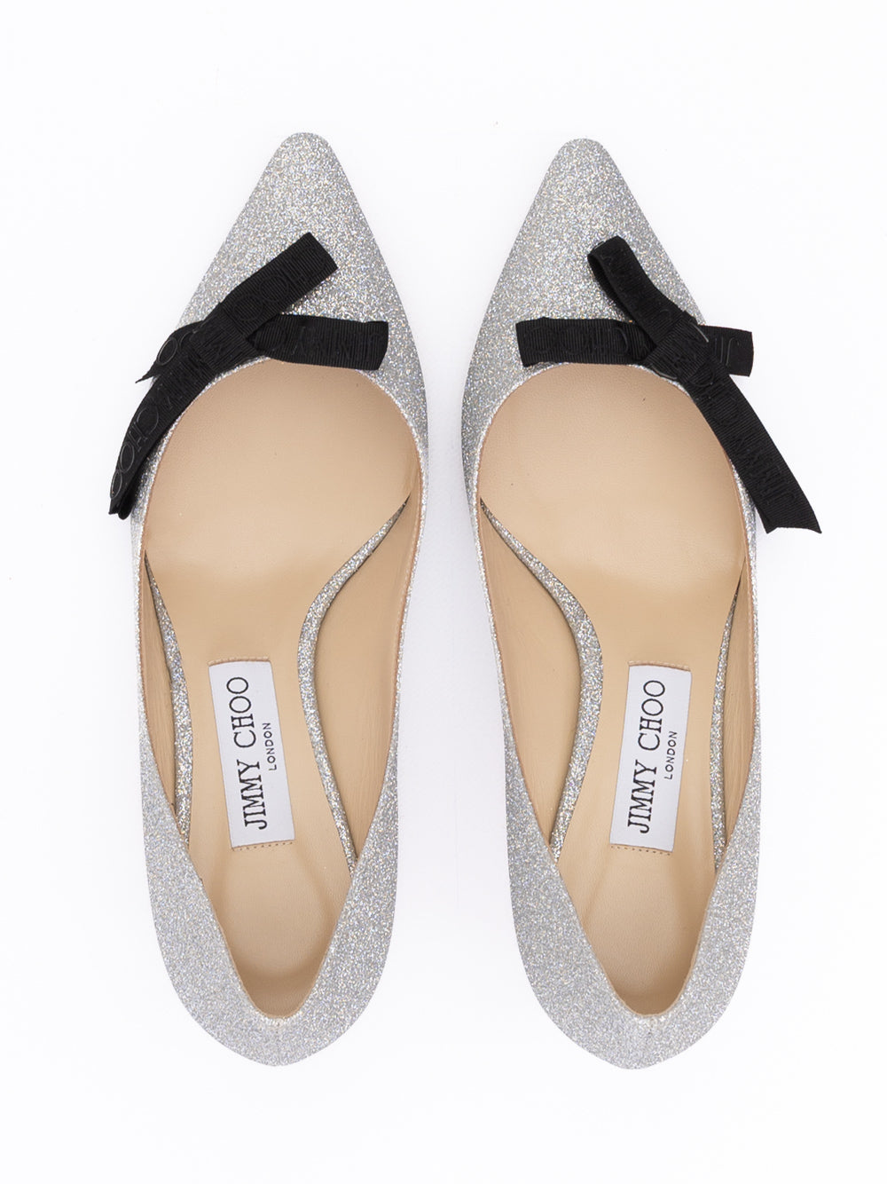 Jimmy Choo Silver Fine Glitter Fabric Romy 60 Pumps - Zachava