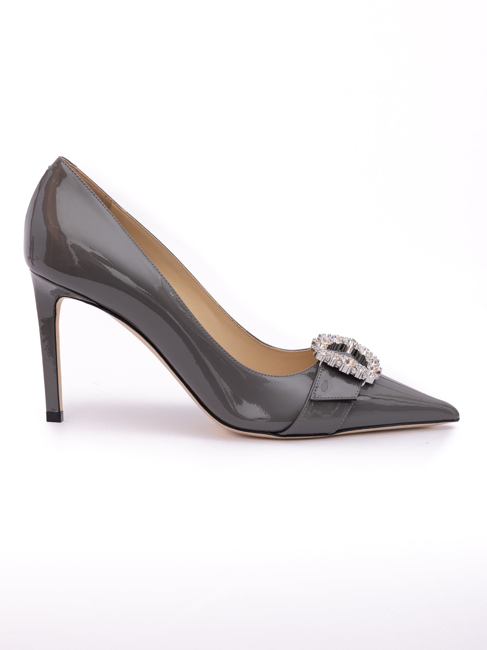 Jimmy Choo Storm Grey Patent Leather Chery 85 Pumps - Zachava