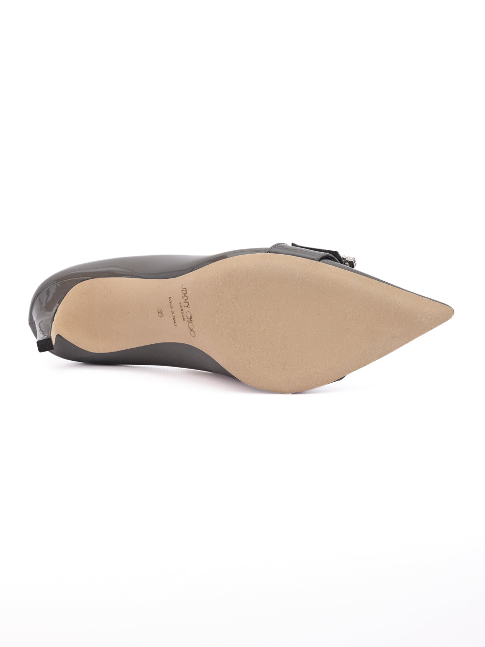 Jimmy Choo Storm Grey Patent Leather Chery 85 Pumps - Zachava