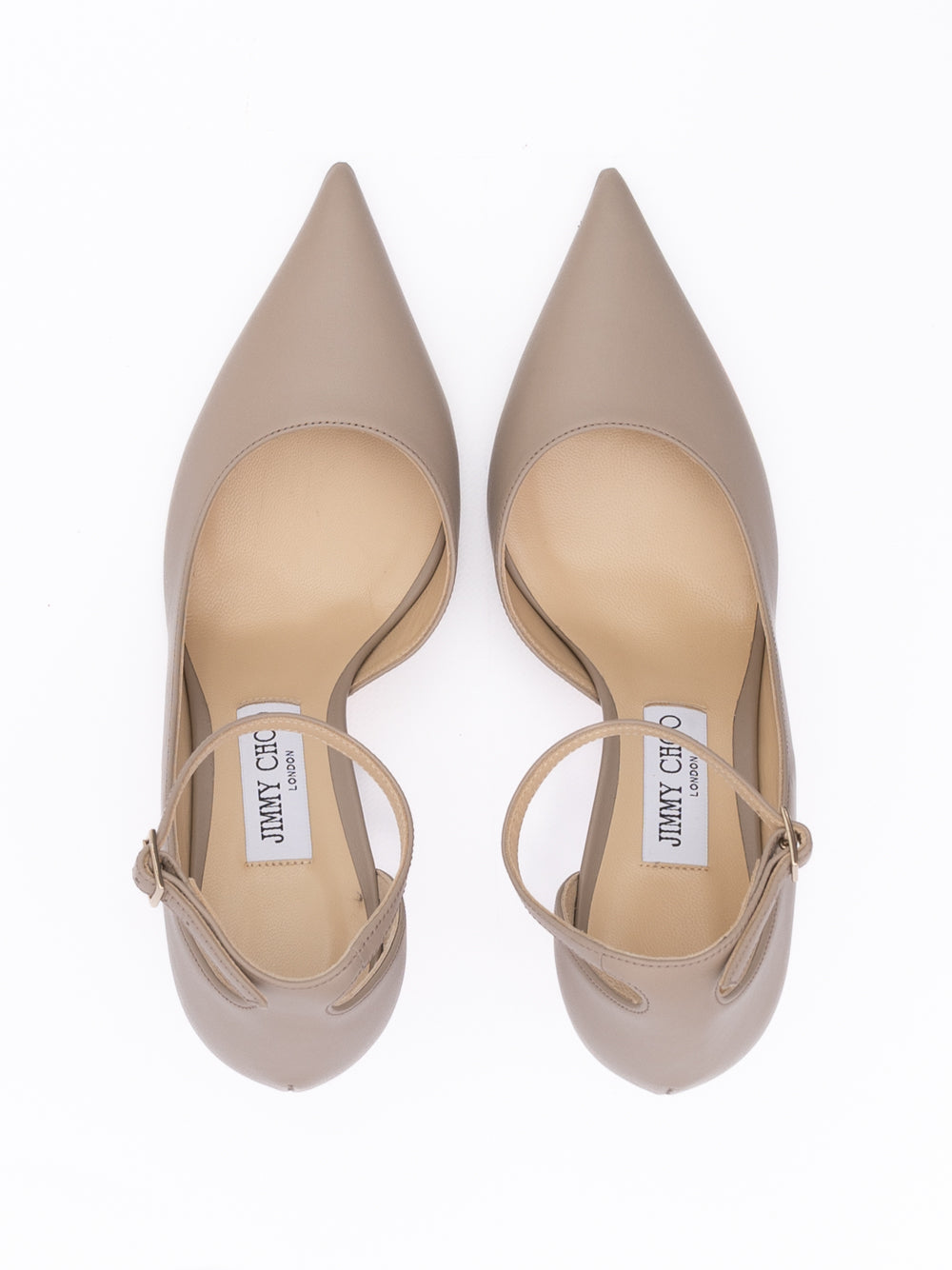 Jimmy Choo Taupe Grey Calf Leather Leona 85 Pumps - Zachava