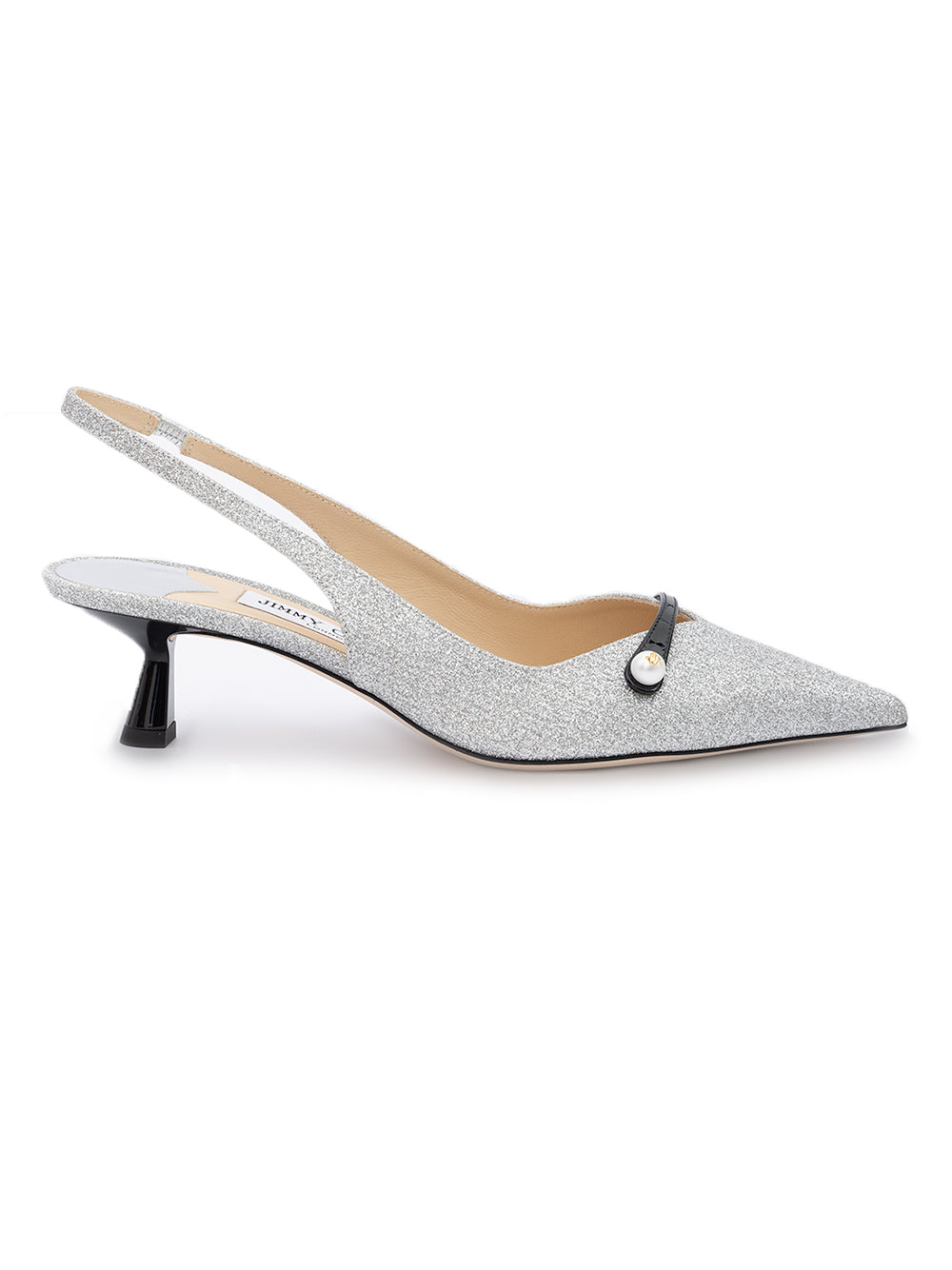 Jimmy Choo Silver Fine Glitter Amita 45 Slingback Pumps - Zachava