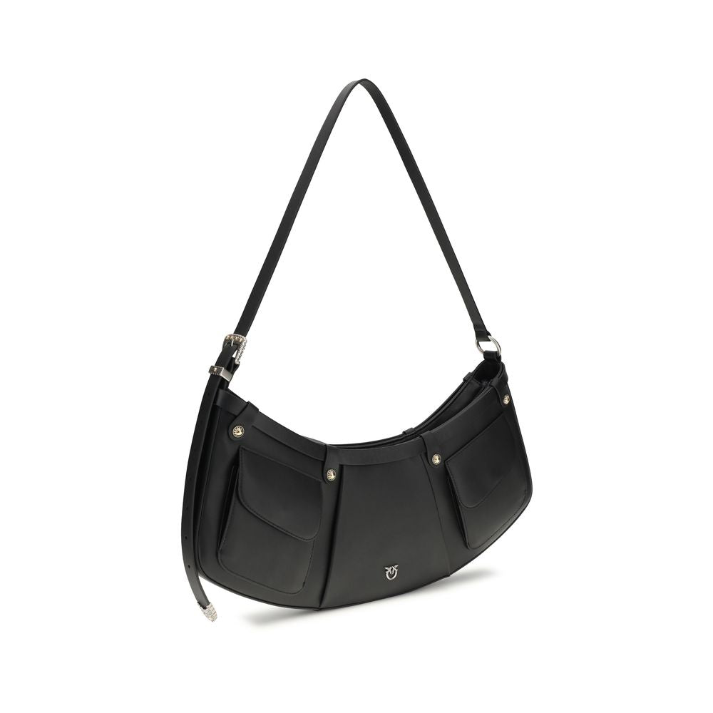 PINKO Black Calf Leather Bos Taurus Shoulder Bag - Zachava