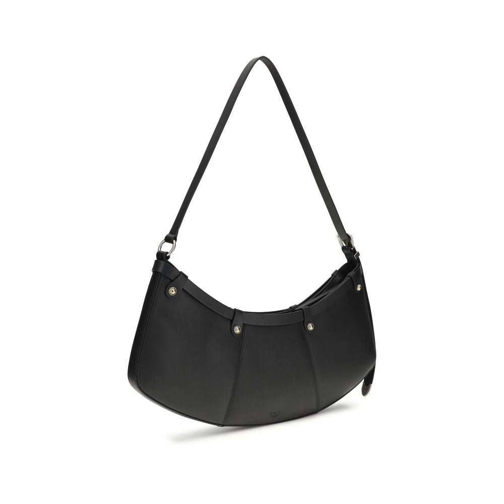 PINKO Black Calf Leather Bos Taurus Shoulder Bag - Zachava