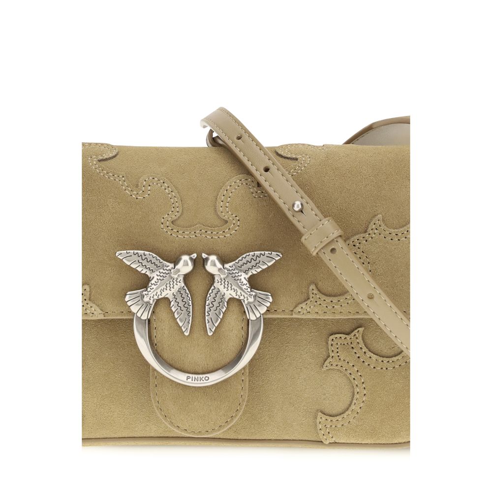 PINKO Beige Calf Leather Bos Taurus Shoulder Bag PINKO
