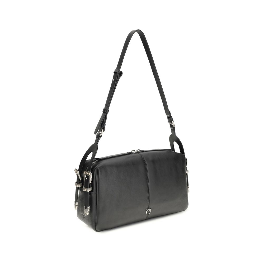PINKO Black Calf Leather Bos Taurus Shoulder Bag PINKO
