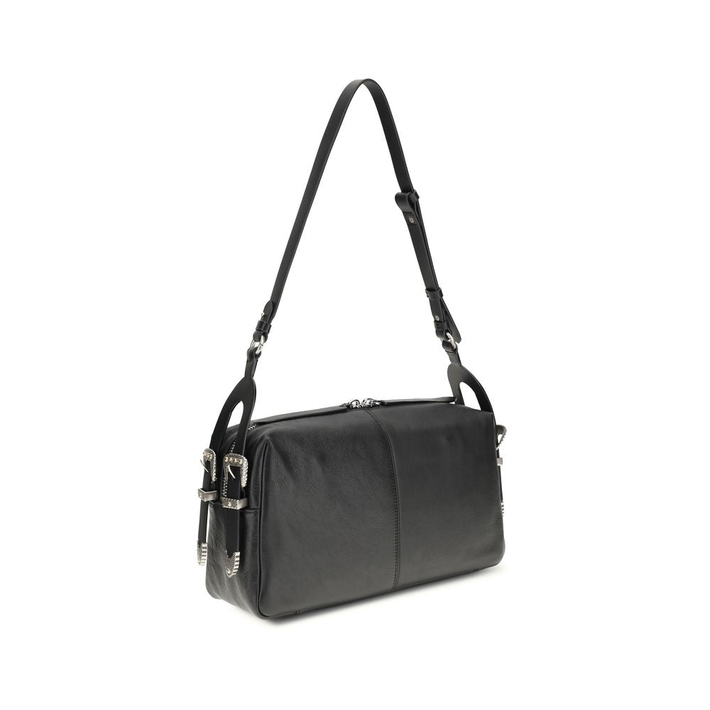 PINKO Black Calf Leather Bos Taurus Shoulder Bag PINKO