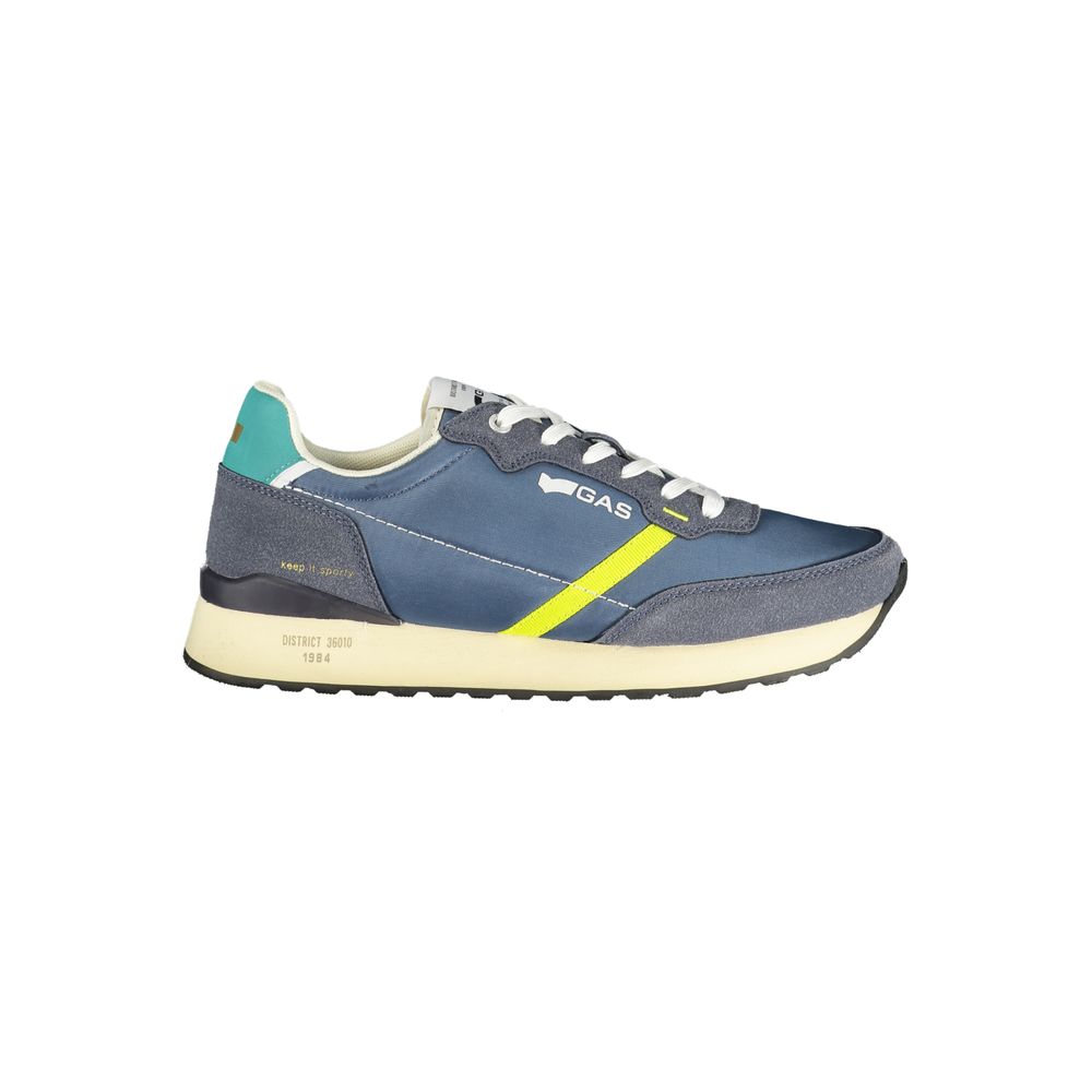 Gas Blue Polyester Men Sneaker Gas
