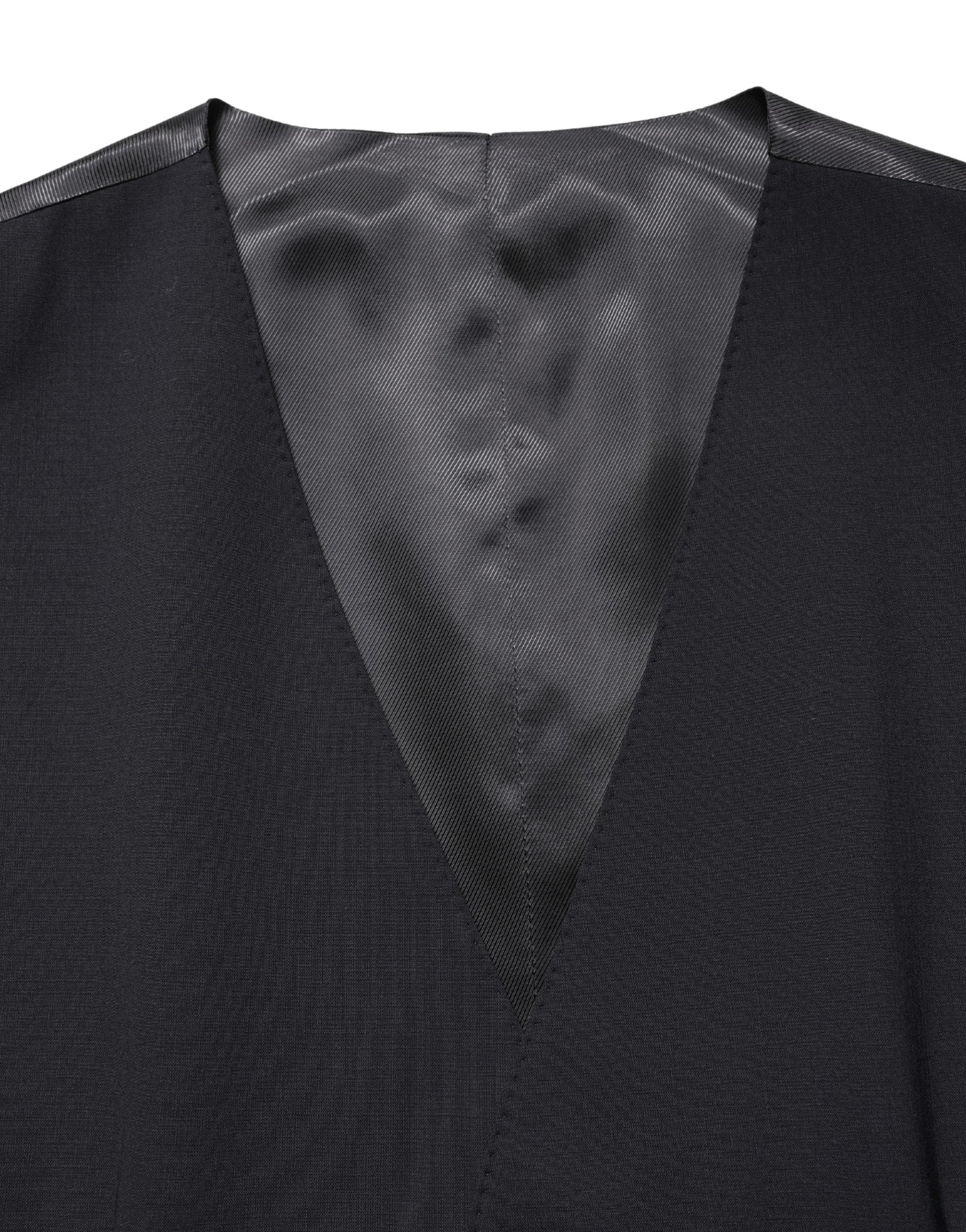 Dolce & Gabbana Black Wool Single Breasted Waistcoat Vest Dolce & Gabbana