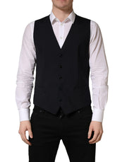 Dolce & Gabbana Black Wool Single Breasted Waistcoat Vest for Men