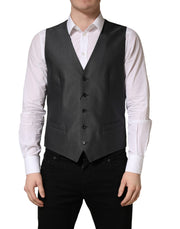 Dolce & Gabbana Dark Gray Single Breasted Men Waistcoat Vest Dolce & Gabbana