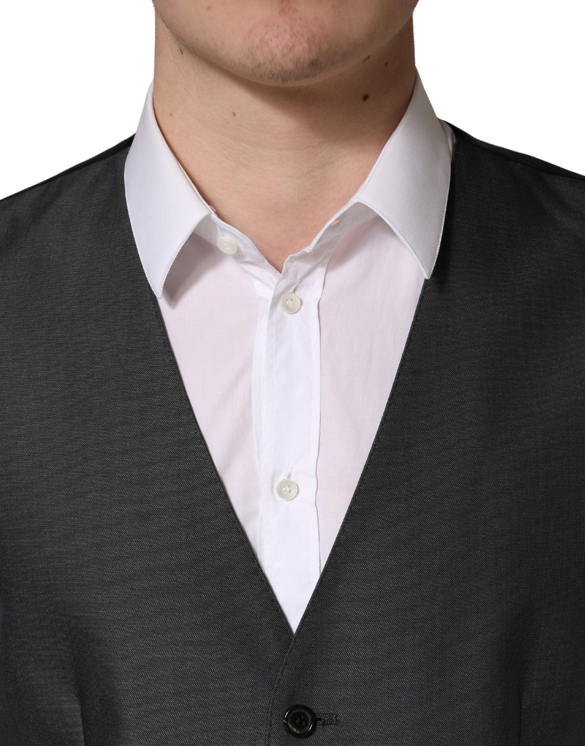 Dolce & Gabbana Dark Gray Single Breasted Men Waistcoat Vest Dolce & Gabbana