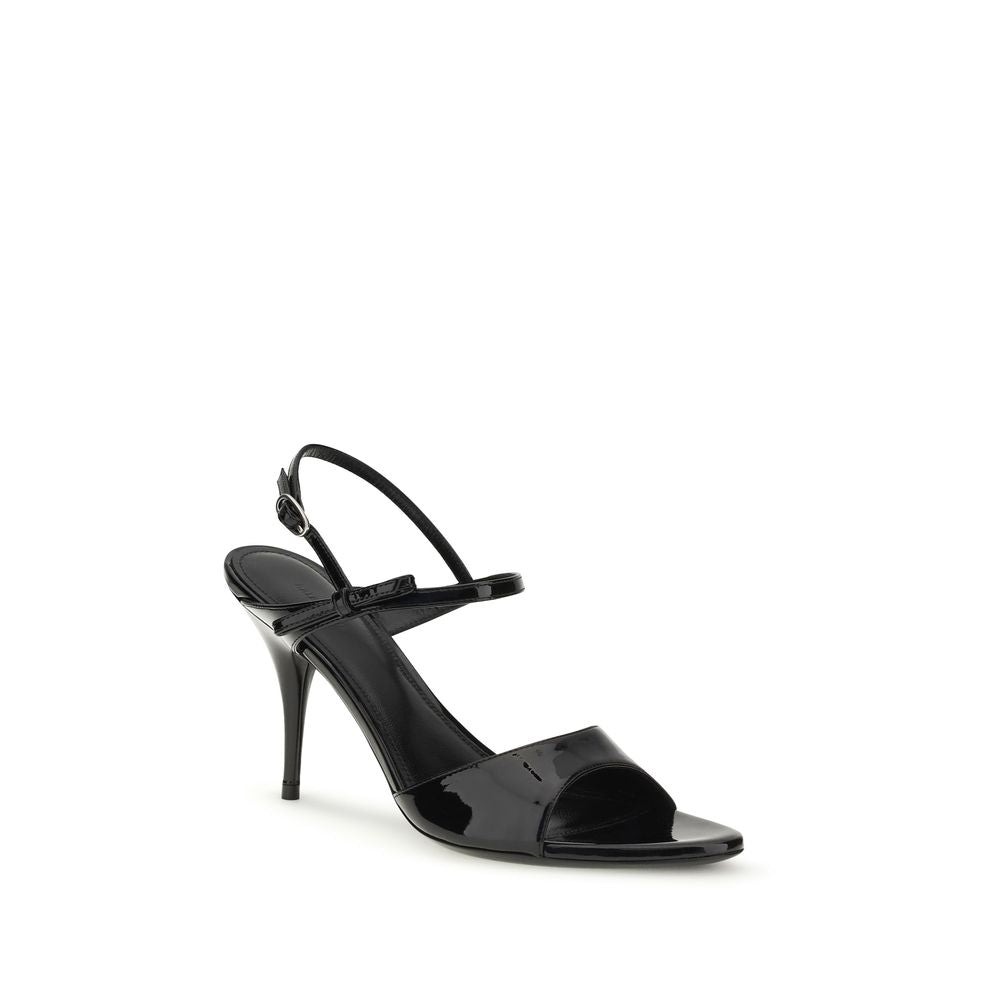 Balenciaga Black Calf Leather Bos Taurus Stiletto Heel Sandals Balenciaga