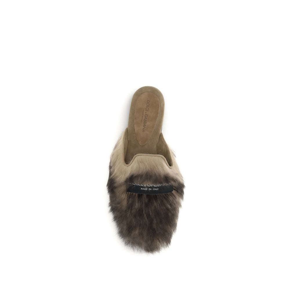 Dolce & Gabbana Gray Lamb Ovis Aries Aries Mules Dolce & Gabbana