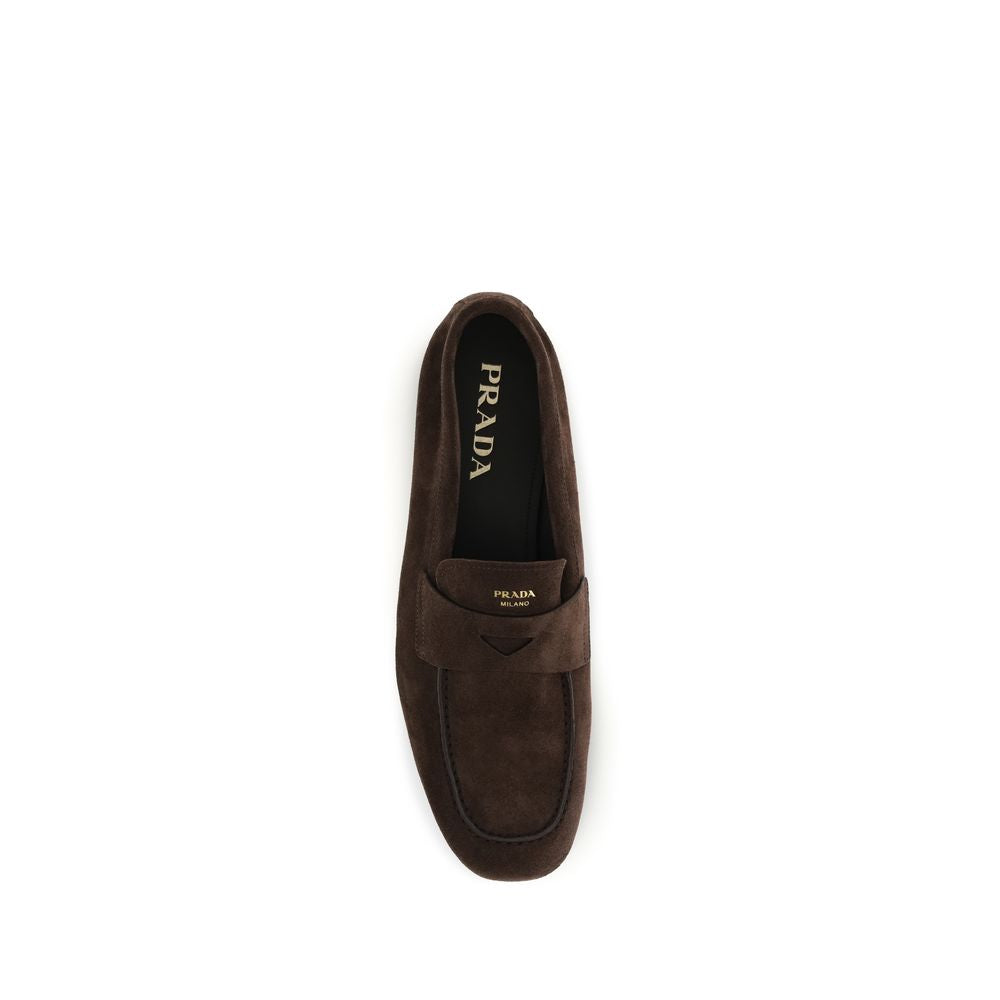 Prada Brown Calf Leather Bos Taurus Slip-On Loafers Prada