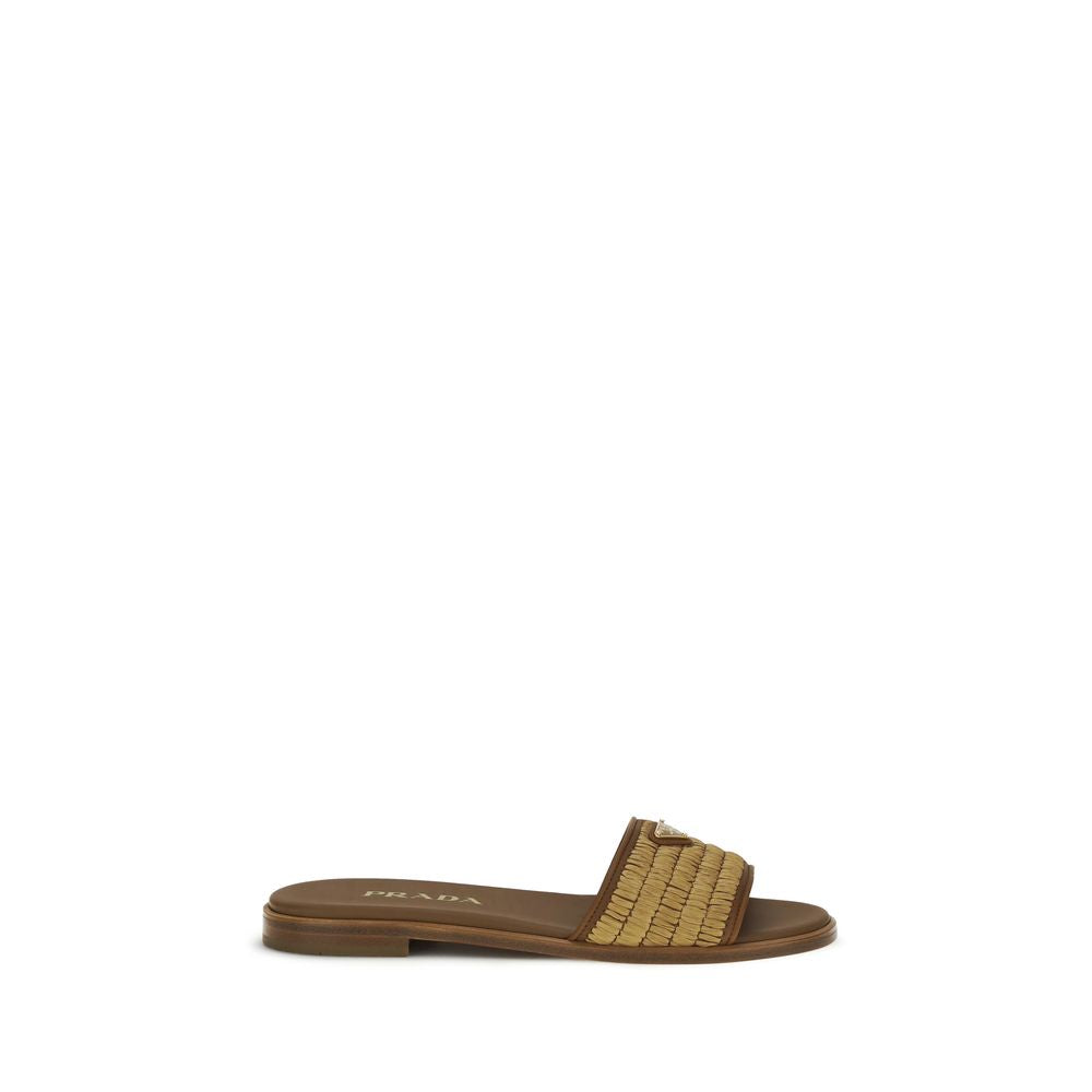 Prada Brown Raffia Slippers Prada