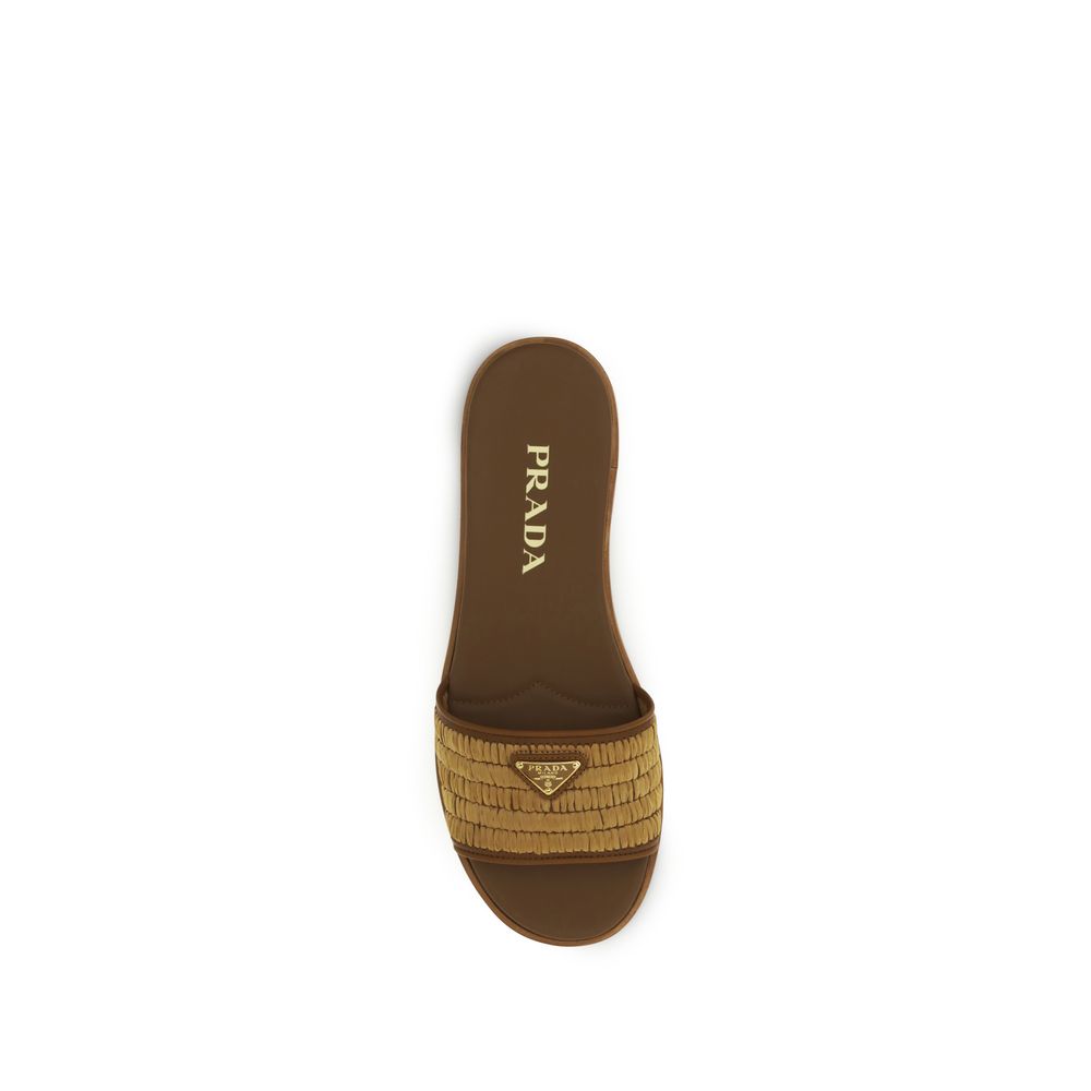 Prada Brown Raffia Slippers Prada