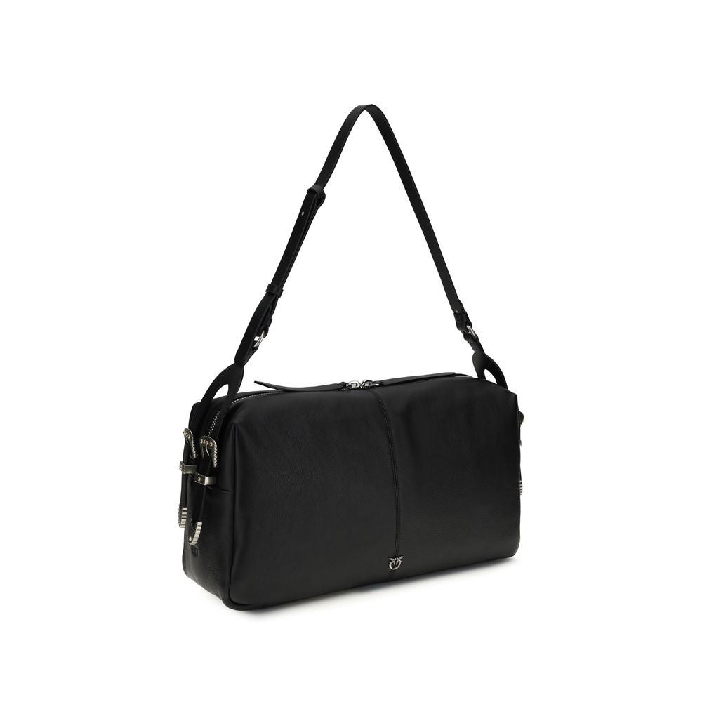 PINKO Black Calf Leather Bos Taurus Shoulder Bag PINKO