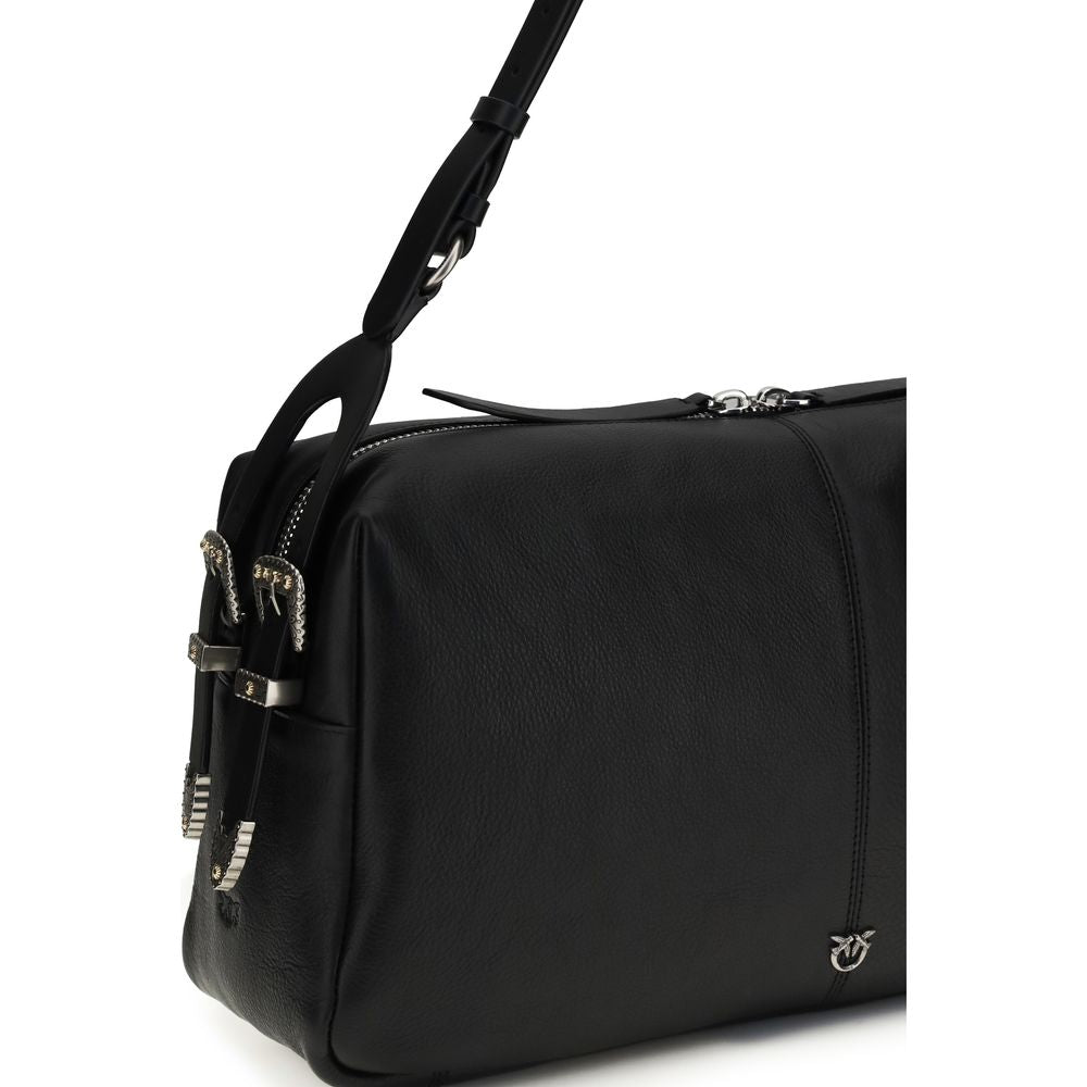 PINKO Black Calf Leather Bos Taurus Shoulder Bag PINKO