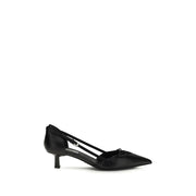 Prada Black Calf Leather Bos Taurus Mid Heel Pumps Prada