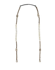 Dolce & Gabbana Black Leather Gold Chain Bag Accessory Shoulder Strap