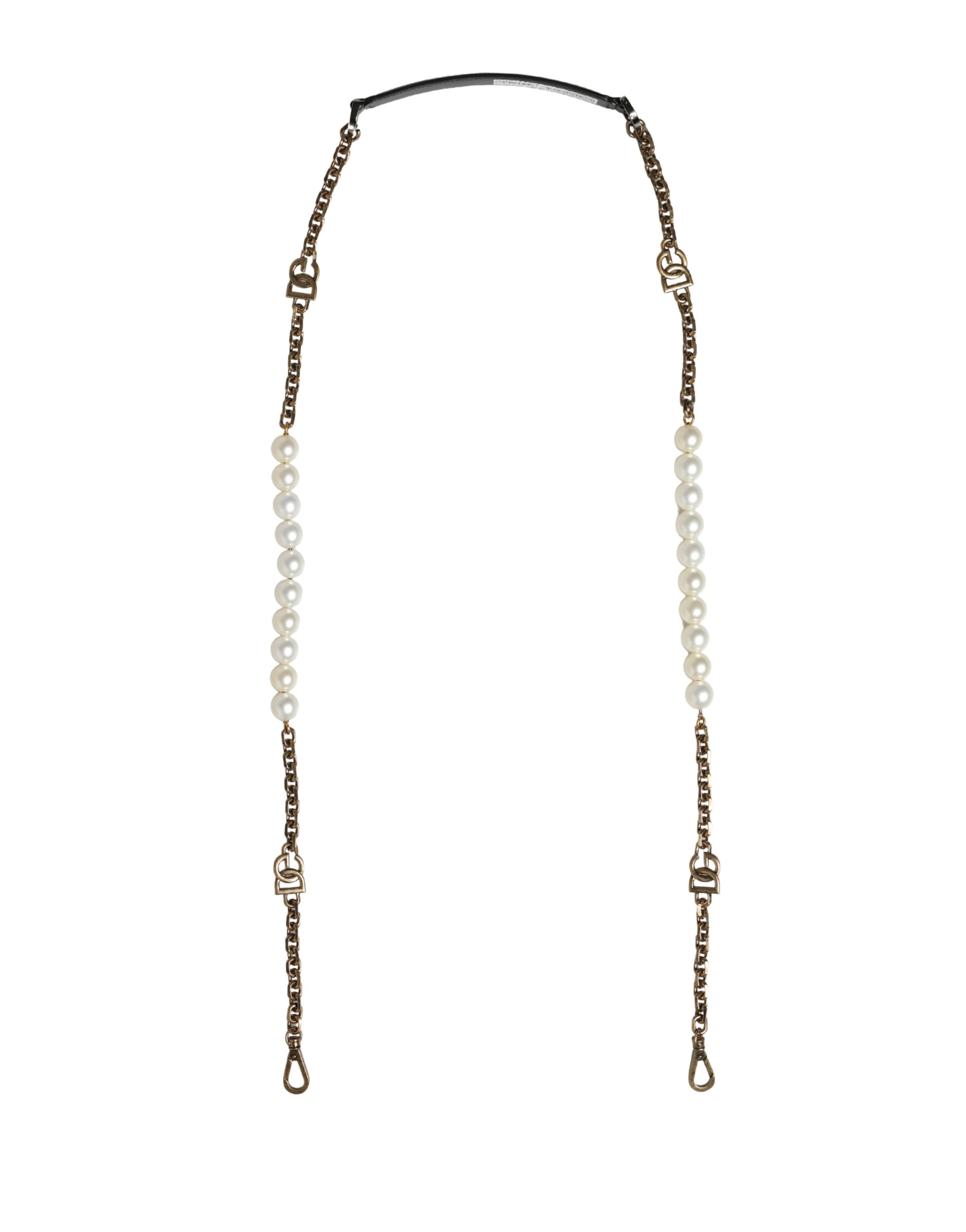Dolce & Gabbana Black Leather Gold Chain Bag Accessory Shoulder Strap