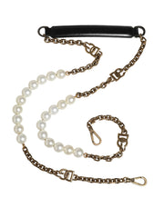 Dolce & Gabbana Black Leather Gold Chain Bag Accessory Shoulder Strap for Women