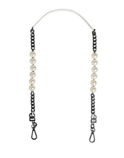 Dolce & Gabbana White Leather Silver Chain Bag Accessory Shoulder Strap