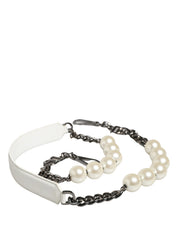 Dolce & Gabbana White Leather Silver Chain Bag Accessory Shoulder Strap for Women