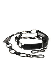 Dolce & Gabbana Black Leather Silver Chain Bag Accessory Shoulder Strap for Women