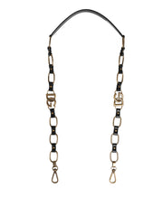 Dolce & Gabbana Black Leather Gold Chain Bag Accessory Shoulder Strap for Women