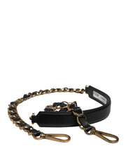 Dolce & Gabbana Black Leather Gold Chain Bag Accessory Shoulder Strap for Women
